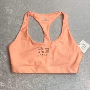 NWT P.E. Nation Logo Sports Bra Peach/Orange Size Large